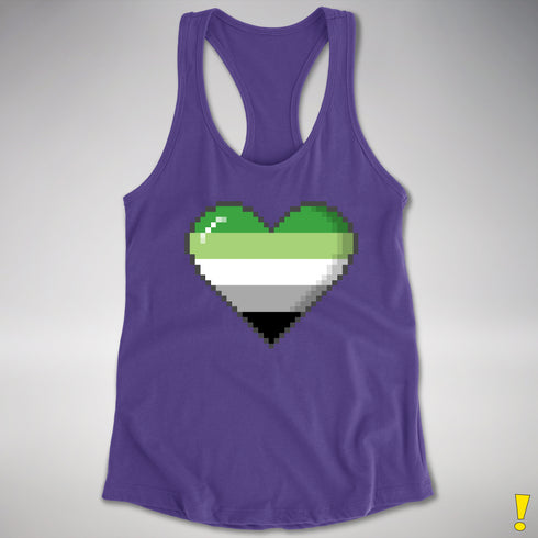 Aromantic Pride 8-Bit Pixel Heart Racerback Tank - Purple